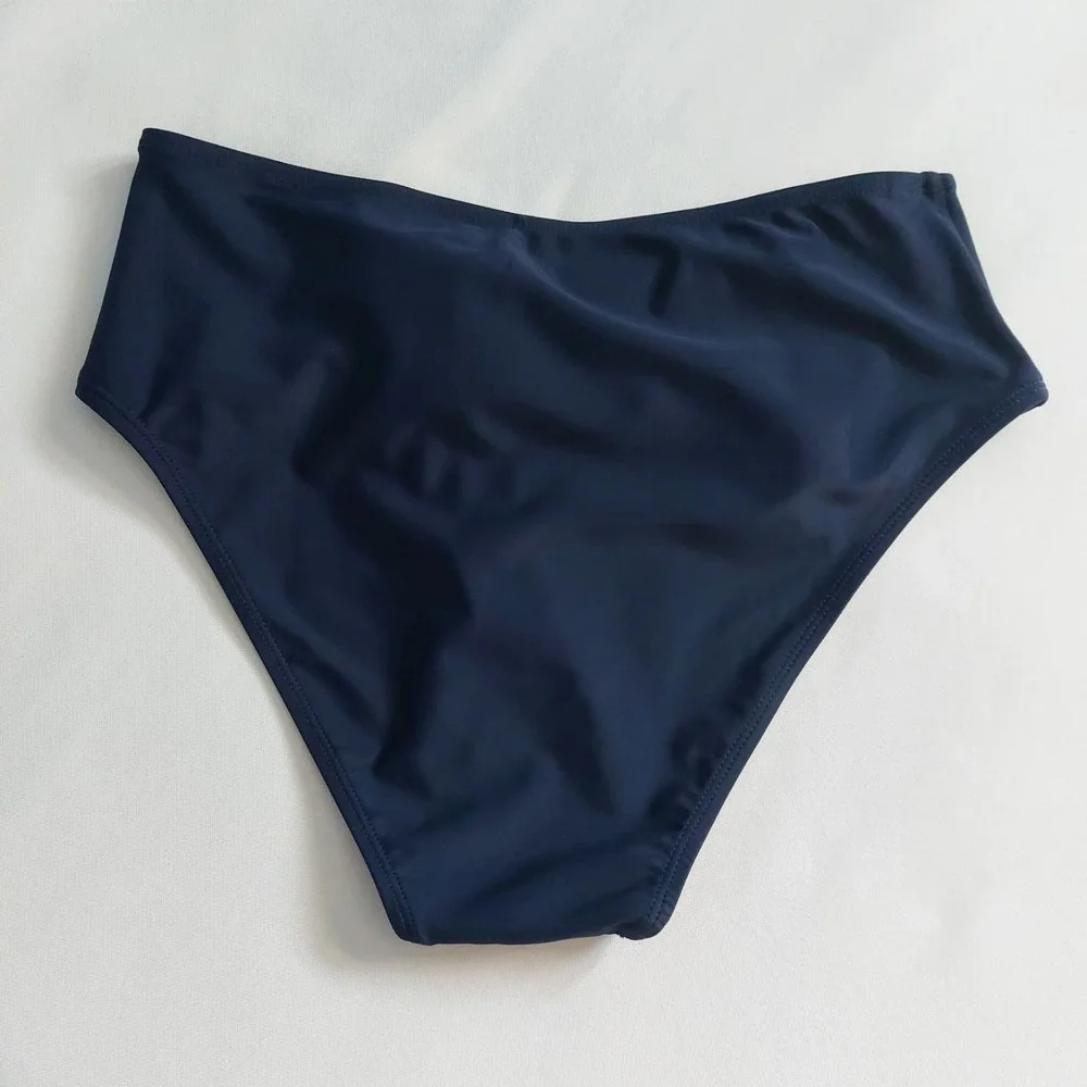 Cupshe High Rise  Bikini Bottom  Blue Medium‎ Solid Womens
